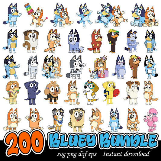 Bluey cartoon svg bundle, Bluey characters svg bundle