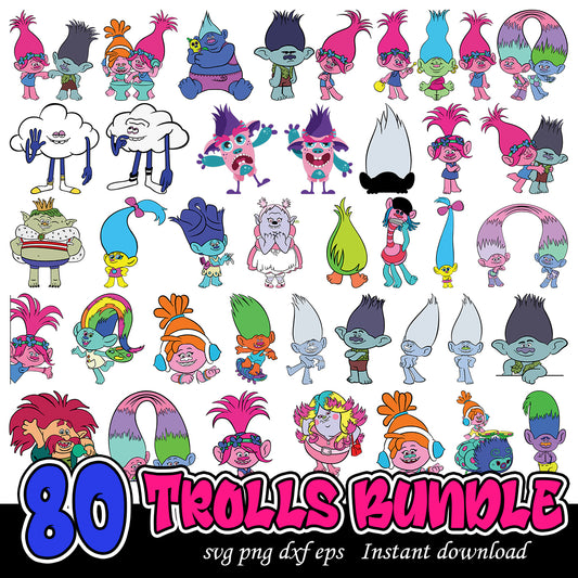 Trolls SVG Bundle, Trolls cartoon art svg bundle