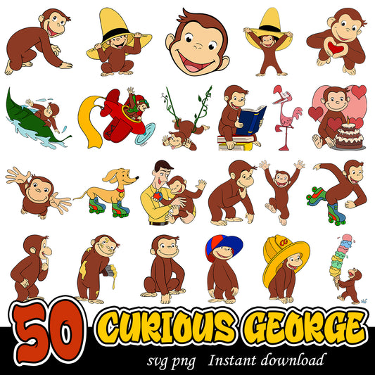 Curious George svg bundle, Cartoon movies svg bundle