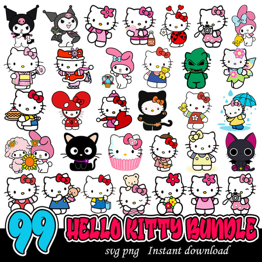 Hello Kitty art svg bundle, Hello Cute cat svg bundle