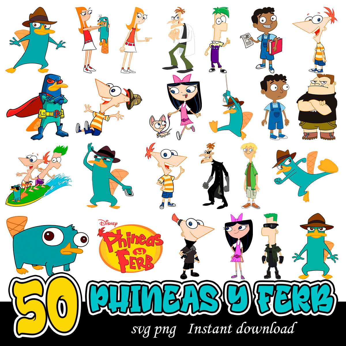 Phineas & Ferb svg bundle, Disney channel cartoon bundle