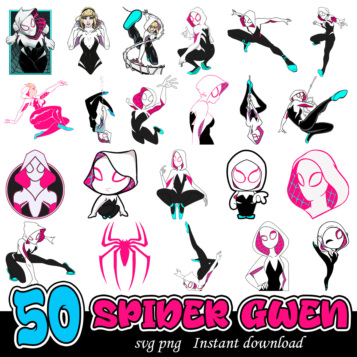 Spider Gwen svg bundle, Marvel Spider Gwen characters bundle