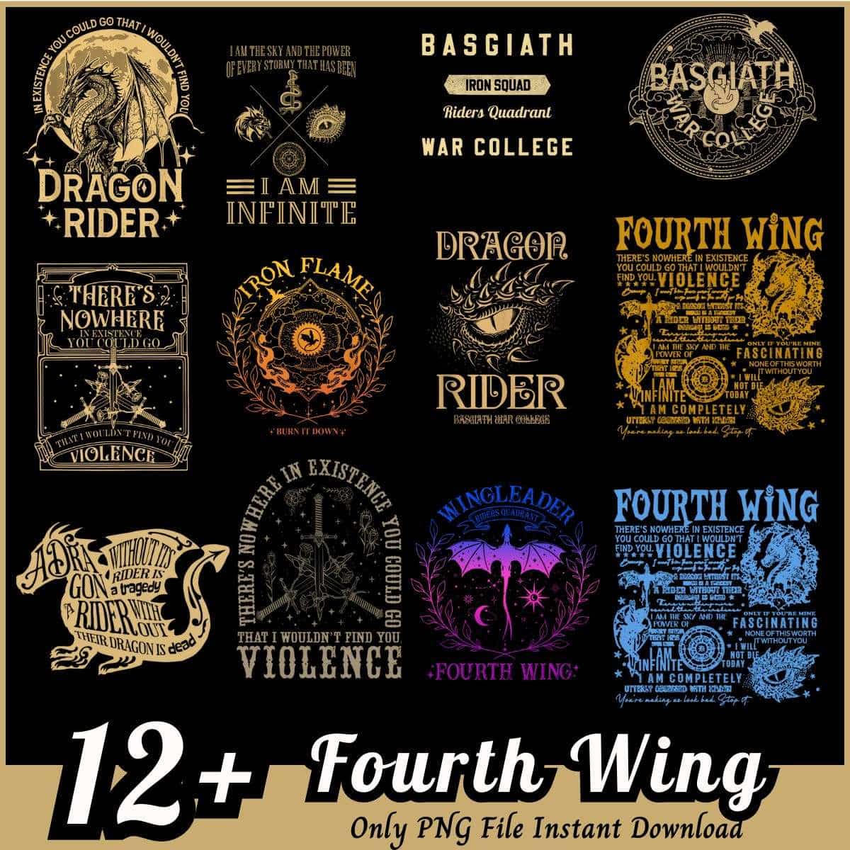 Fourth Wing Bundle PNG, Fourth Wing novel bundle – svg files for cricut