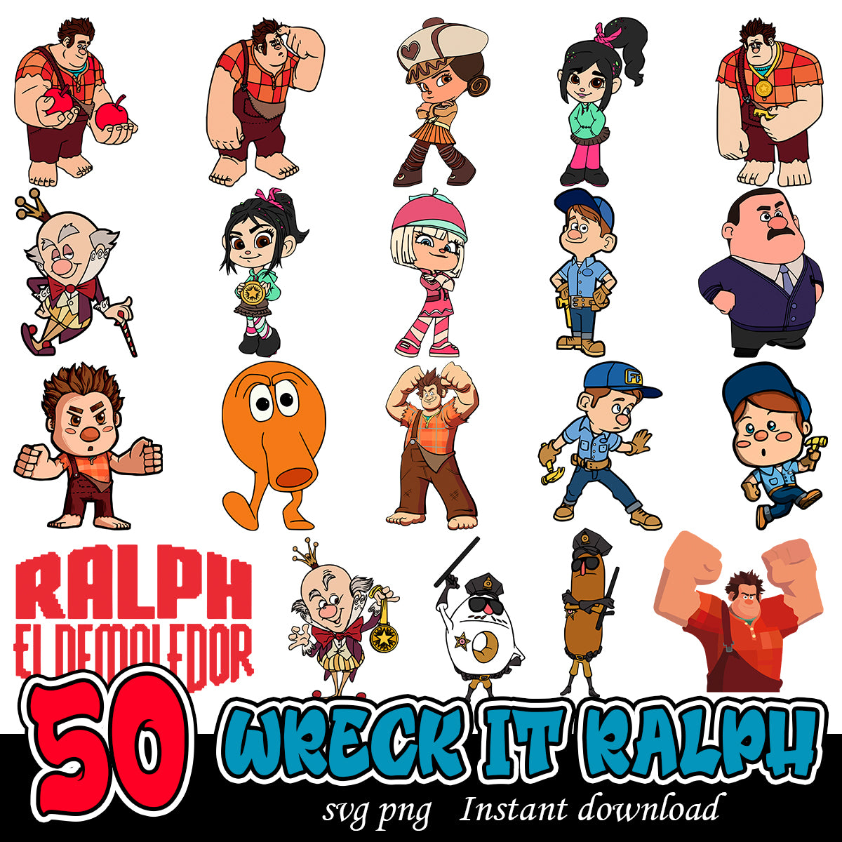 Wreck It Ralph Svg bundle, Wreck It Ralph cartoon art bundle