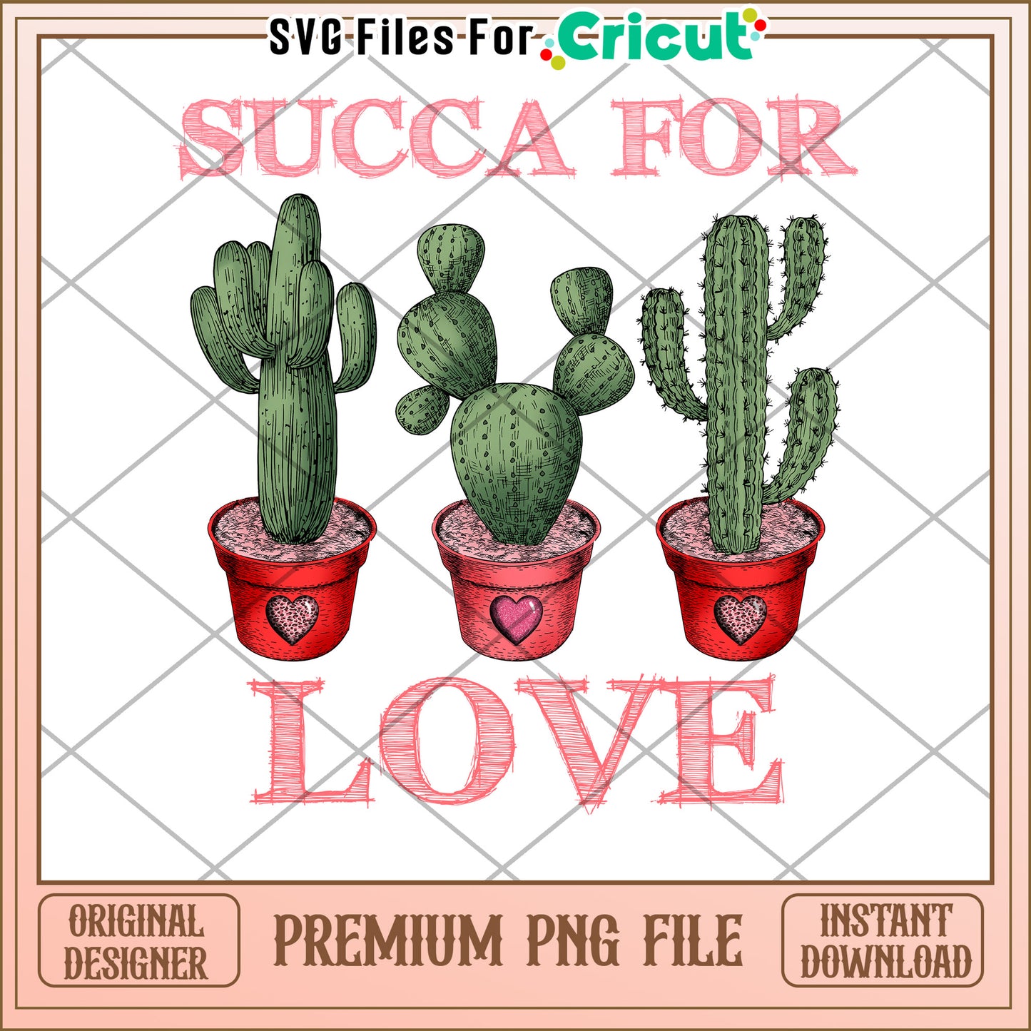 Cactus Love PNG Valentines Day Design