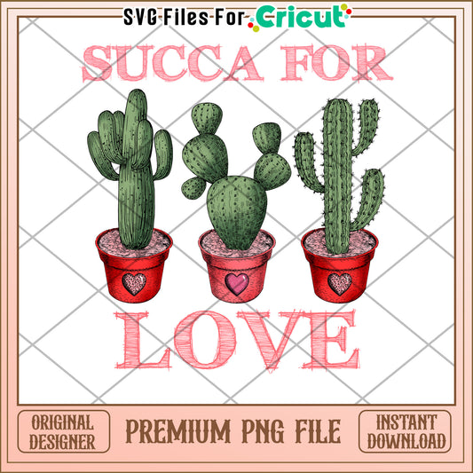 Cactus Love PNG Valentines Day Design