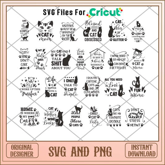 Black cats art svg bundle, Animal art svg bundle - Svgfileforcricut