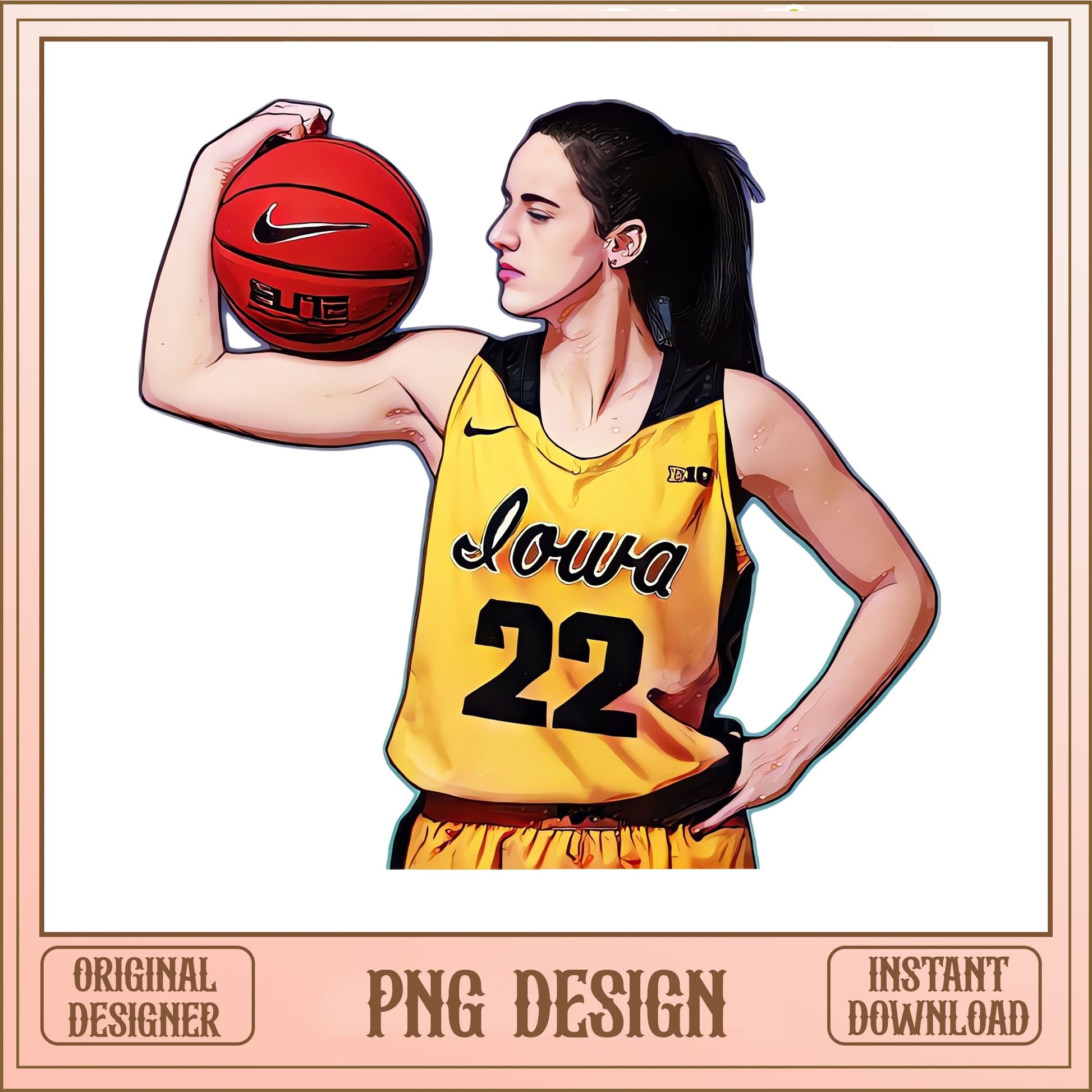 Caitlin Clark Iowa 22 Basketball PNG, WNBA Player PNG, Sports PNG