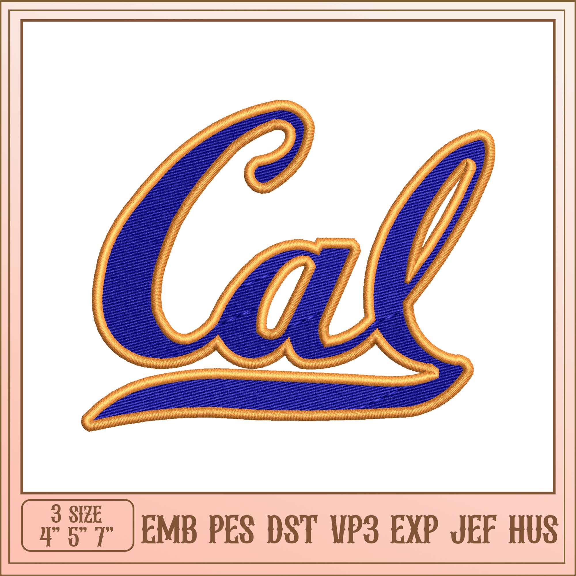 Cal Embroidery Design 4x7 Inch β svg files for cricut
