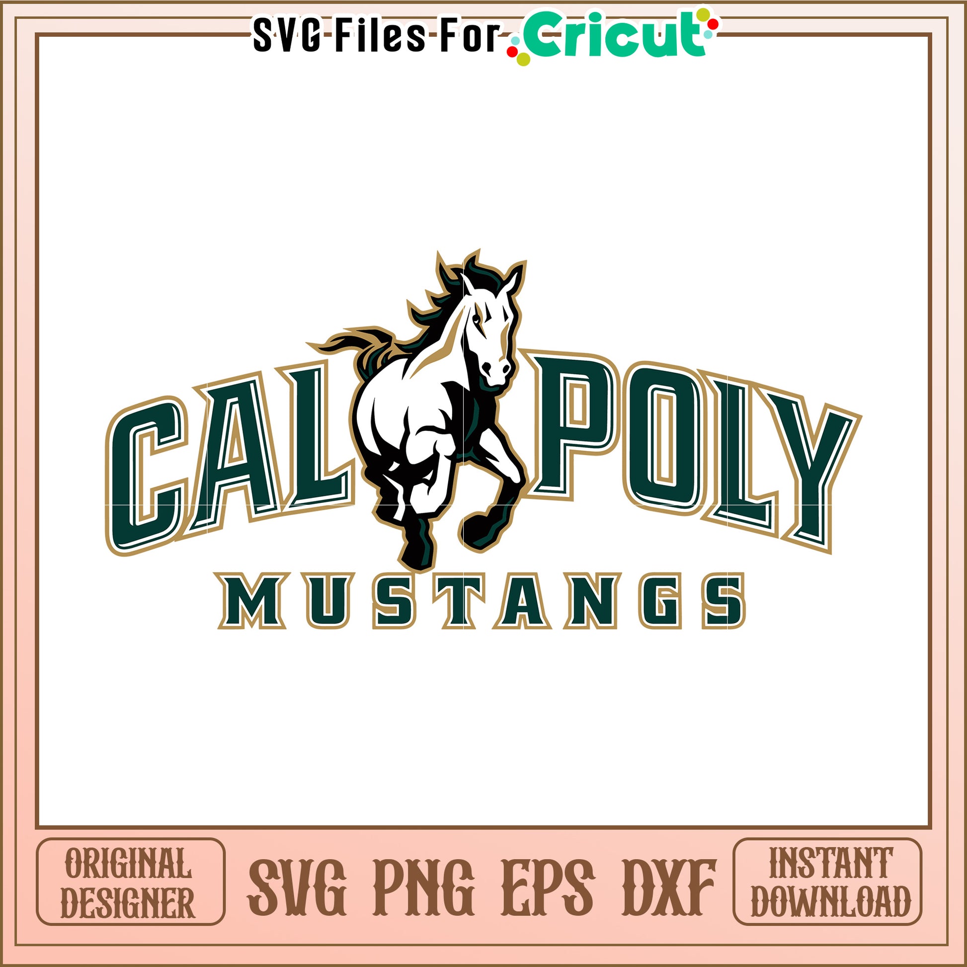 Cal Poly Mustangs logo design for Cricut projects, perfect for fans and crafters