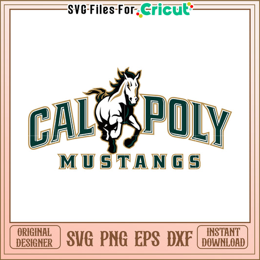 Cal Poly Mustangs logo design for Cricut projects, perfect for fans and crafters