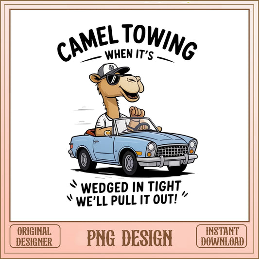 Camel Towing Funny PNG, Sarcastic Humor Car Towing PNG, Adult Humor PNG