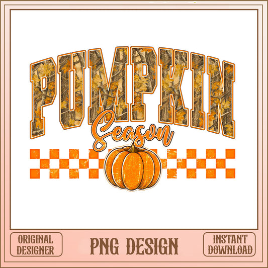 Camo Pumpkin Season PNG, Fall Sublimation Design, Autumn PNG