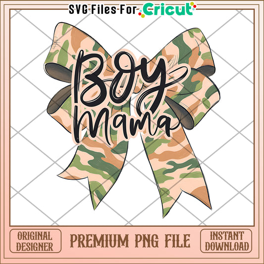 Camouflage Bow Boy Mama PNG Design