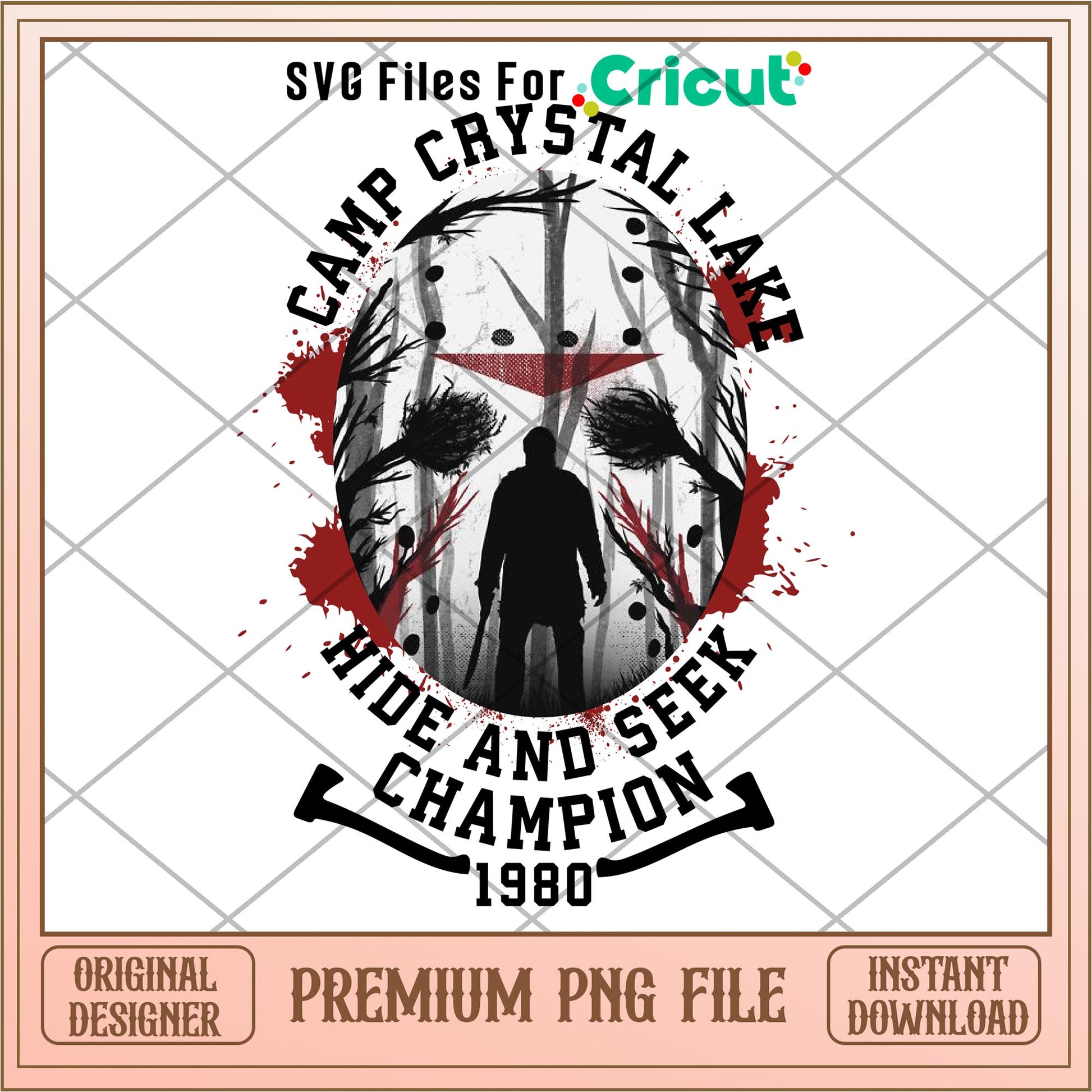 Camp Crystal Lake Hide And Seek Champion 1980 png, Horror characters png, digital download