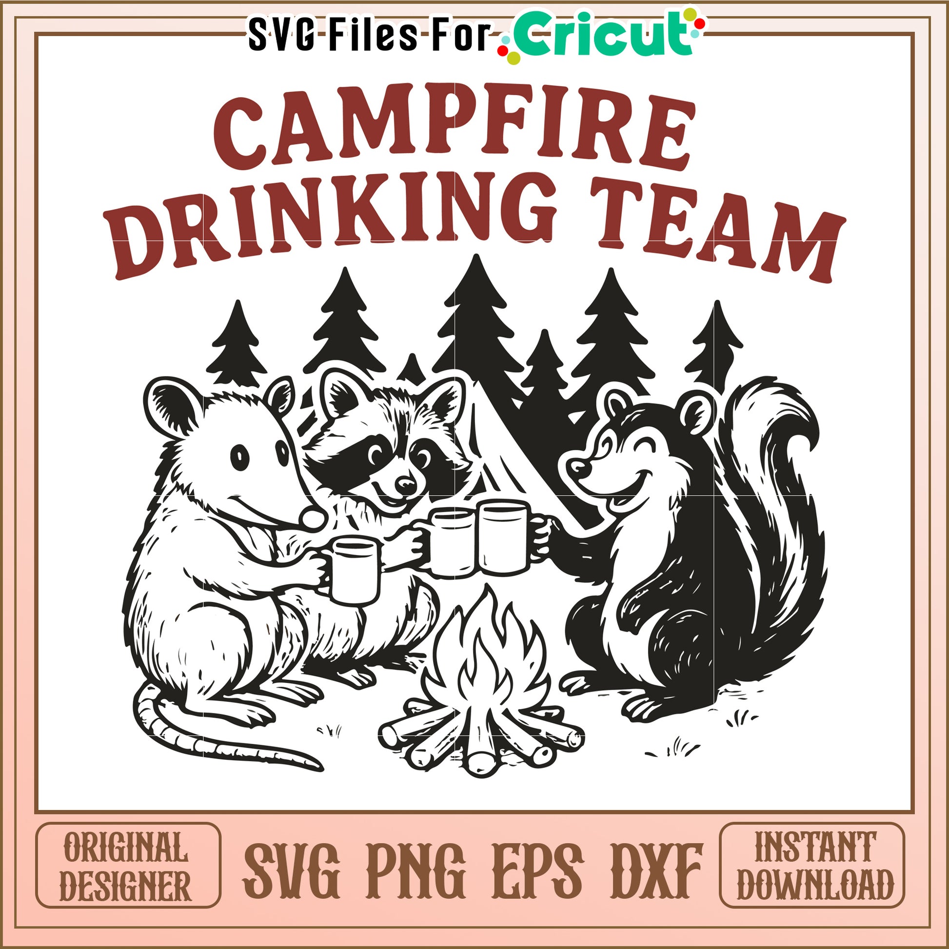 Campfire drinking team svg, funny camping alcohol quote svg, outdoor party design svg