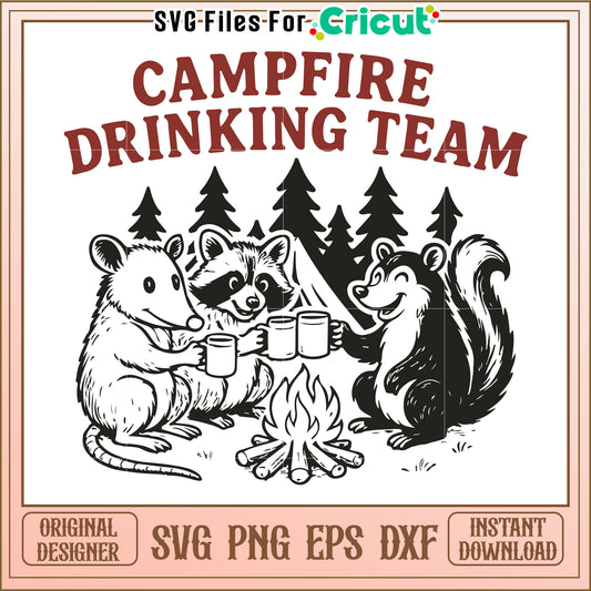 Campfire drinking team svg, halloween wallpaper svg, halloween decor svg