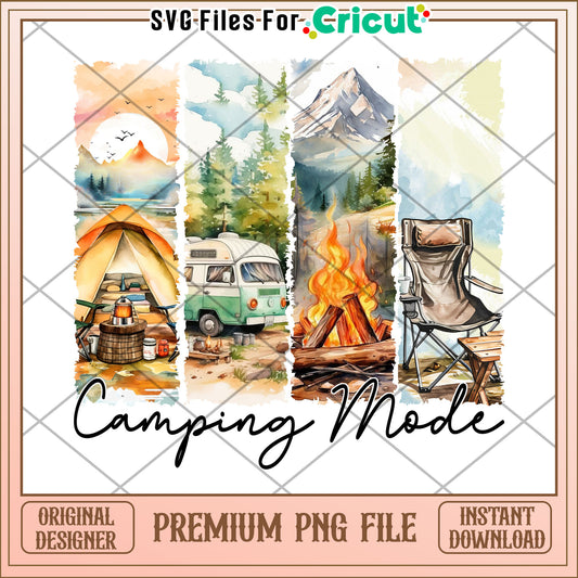 Camping Mode PNG Watercolor Sublimation