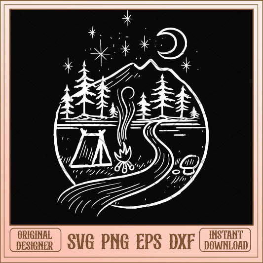 Camping Hike Nature Wild Line svg, camping svg, funny svg