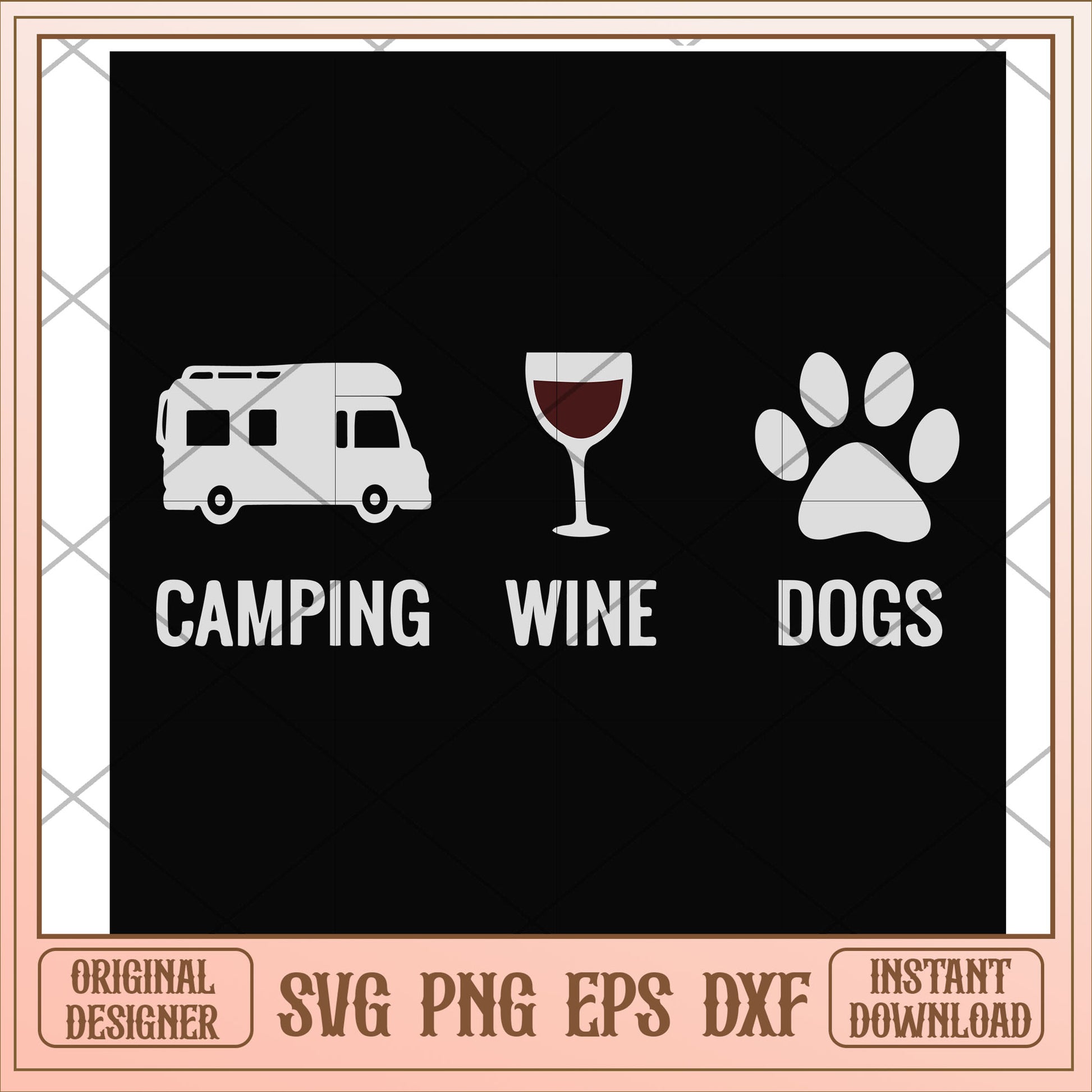 Camping with wine and dogs svg, dogs svg, camping svg