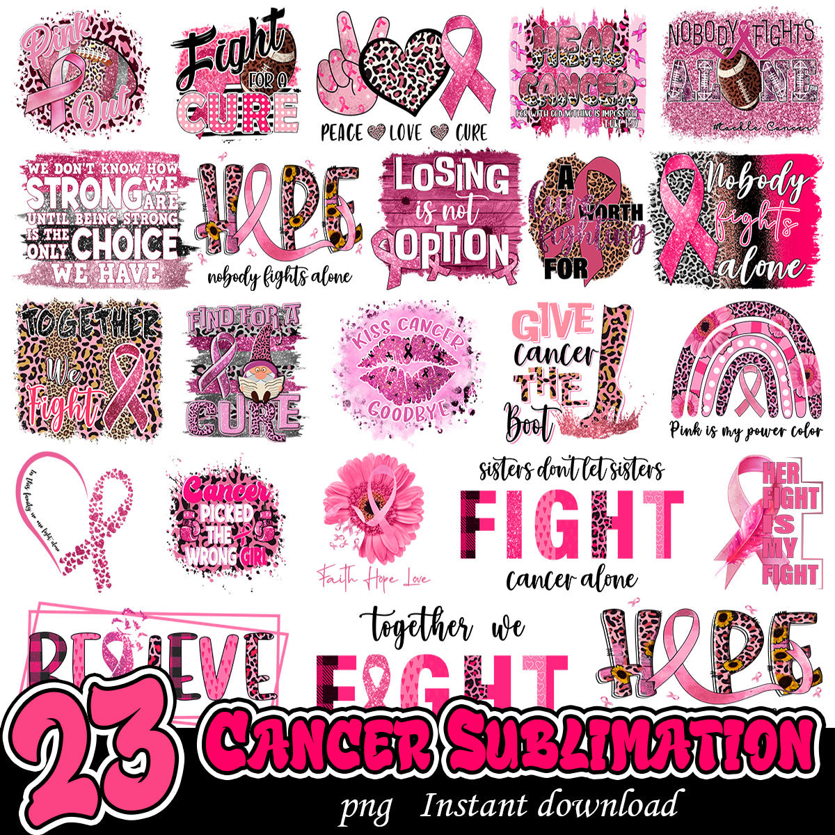 Cancer Bundle png Sublimation, Fighting cancer png bundle