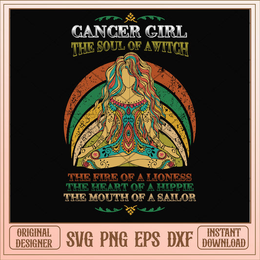 Cancer girl the soul of a witch svg, cancer svg, birthday svg
