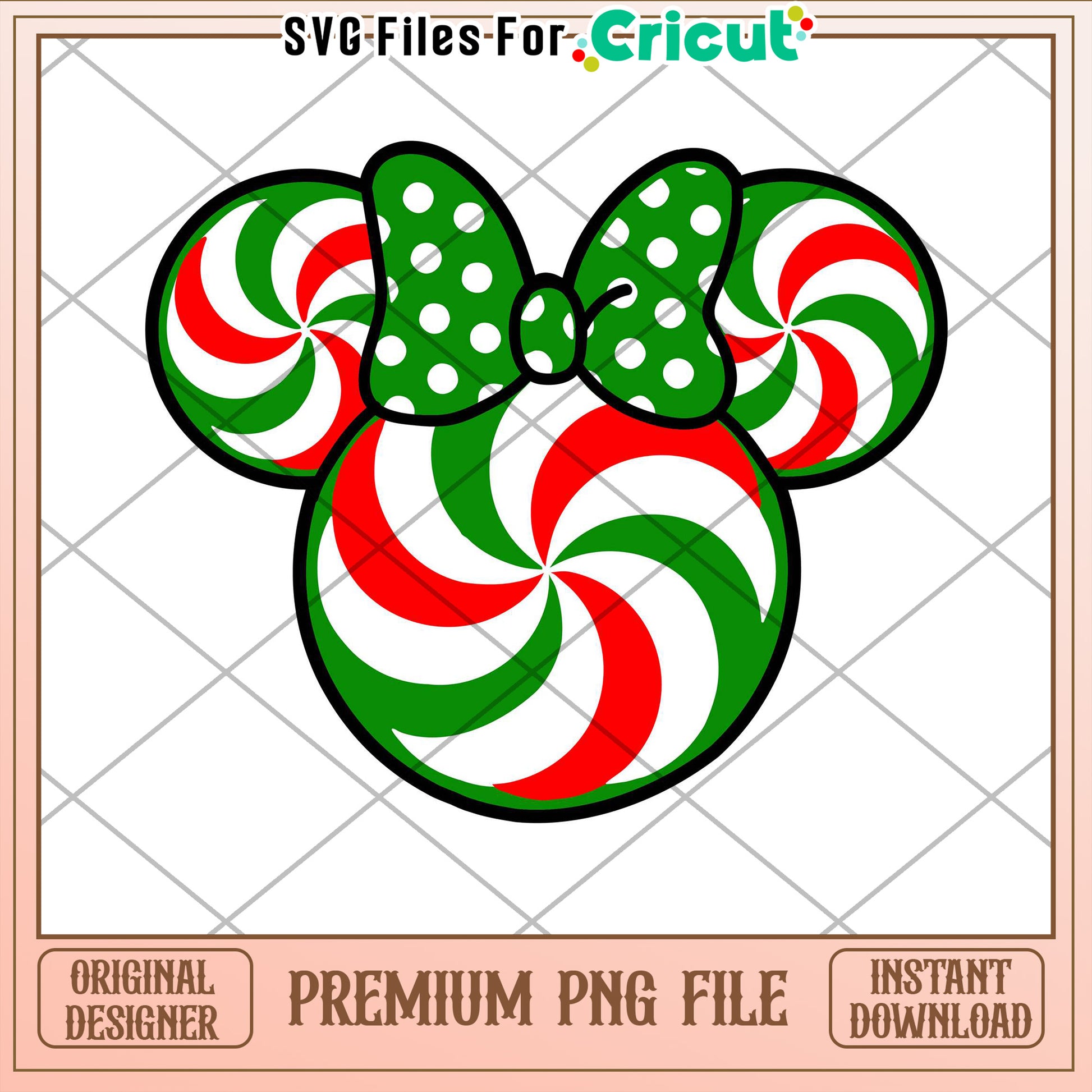 Candy Cane Minnie PNG Christmas Cricut File