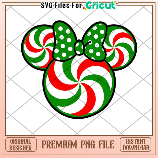 Candy Cane Minnie PNG Christmas Cricut File