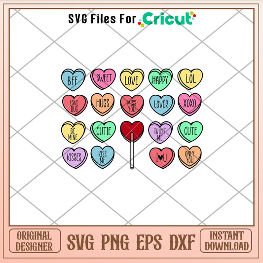 Candy Hearts Bundle, Candy Hearts Starbucks Bundle Svg