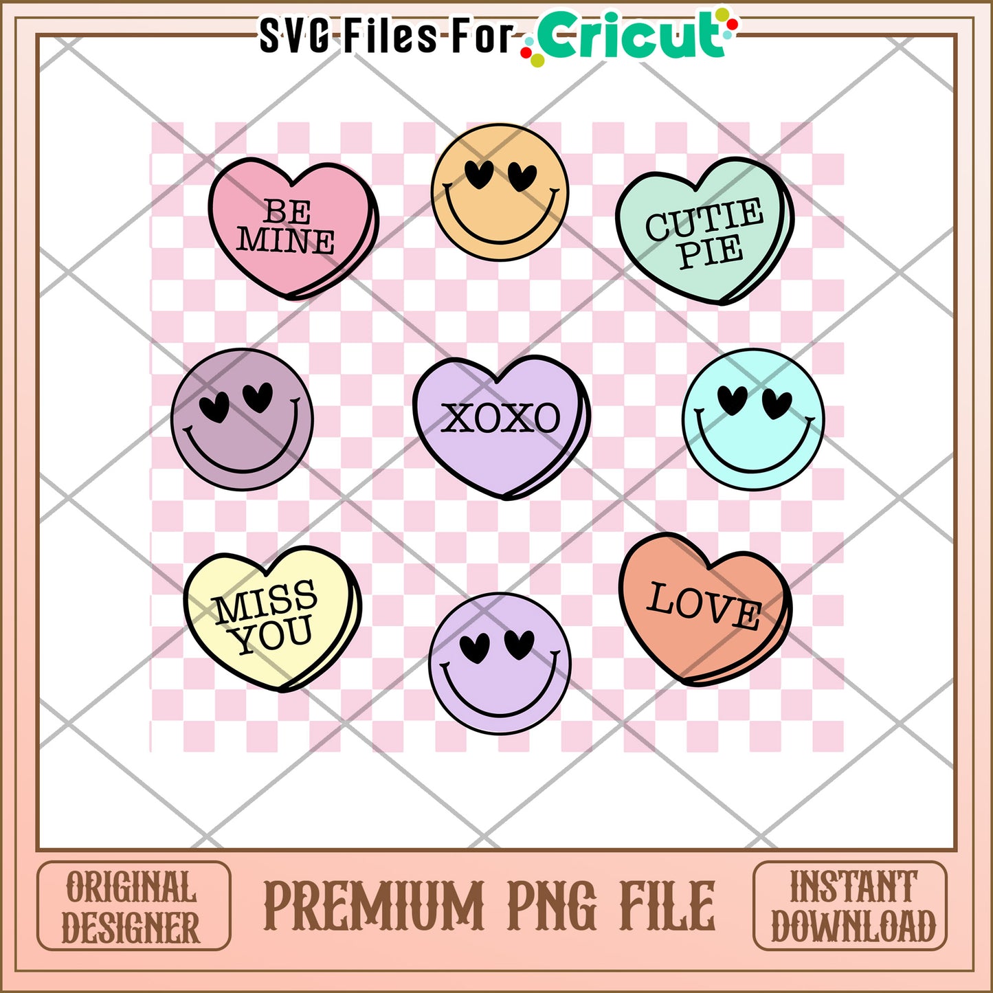 Candy Hearts Smiley PNG Valentines Day Download