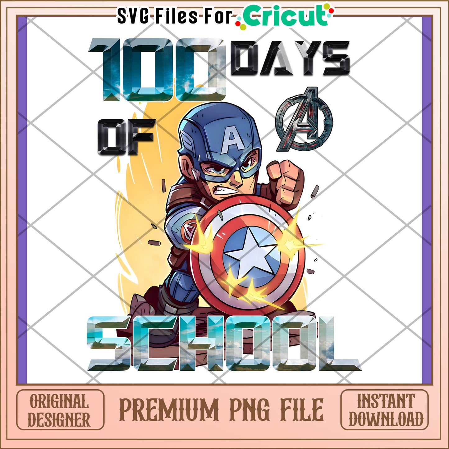 Captain America 100 Days of School PNG