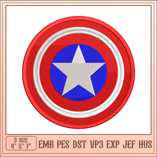 Captain America Shield Embroidery Design