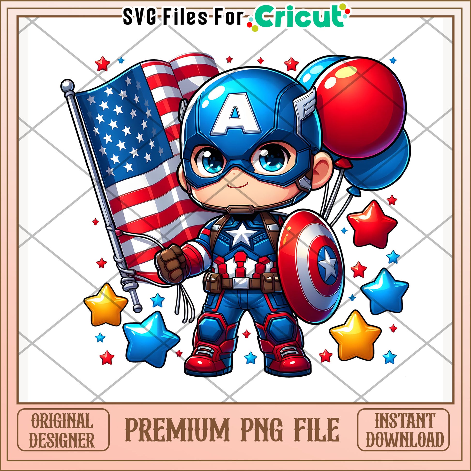 Captain america avengers cute character png, independence day png, red white and blue png