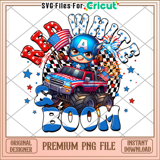 Captain america cute character png, independence day png, 4th of july png