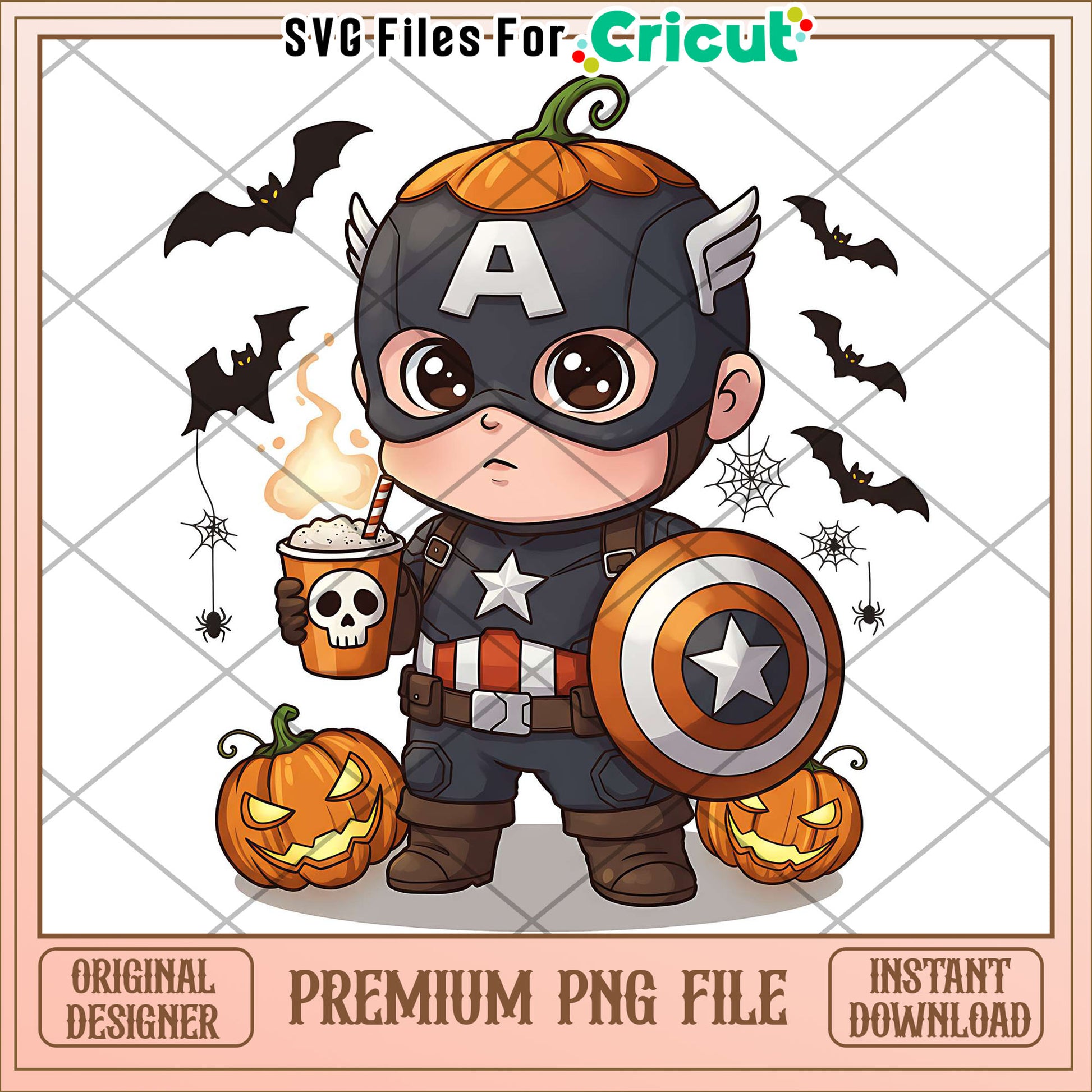 Captain america halloween chibi png, spooky halloween png, halloween season png