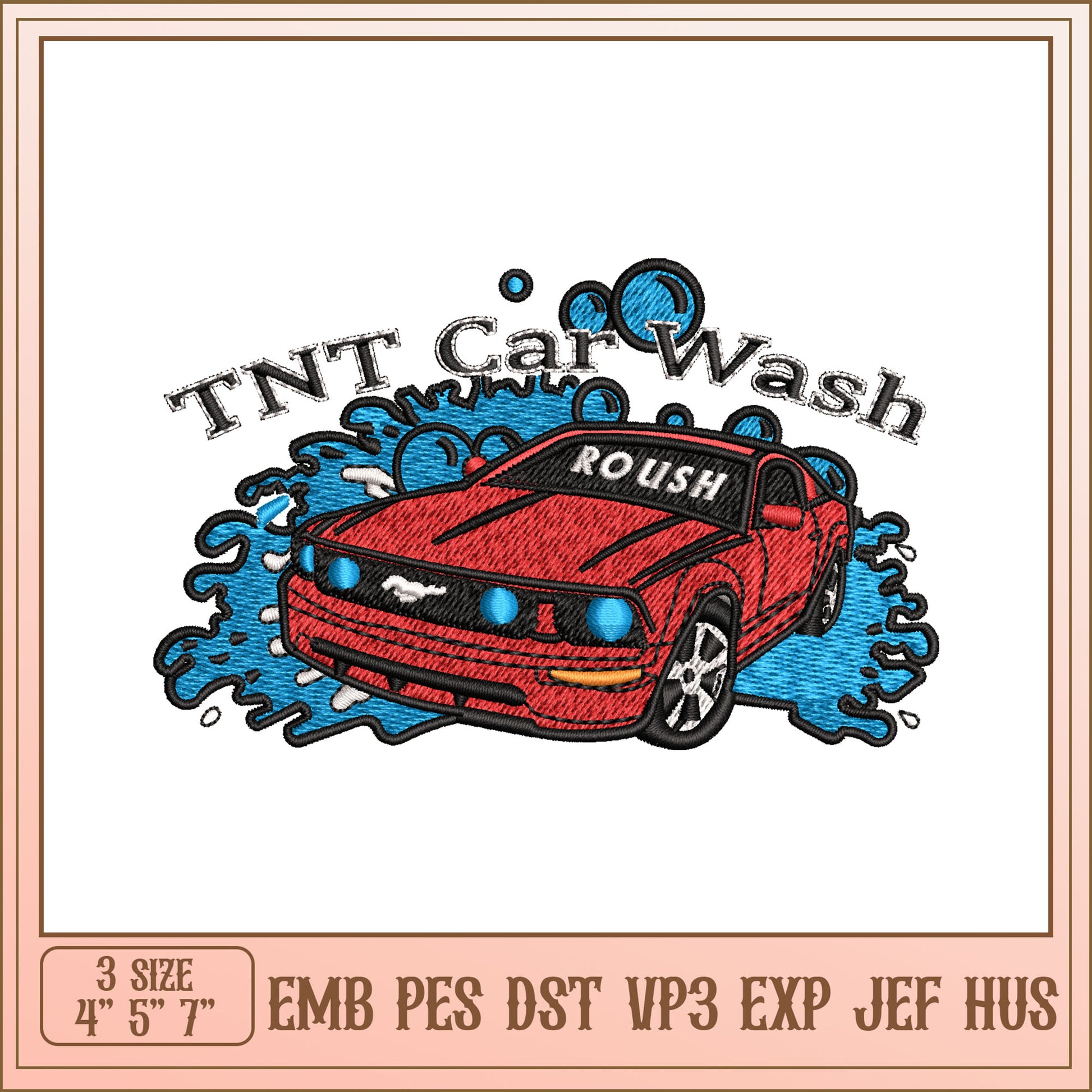Car Wash Embroidery Design