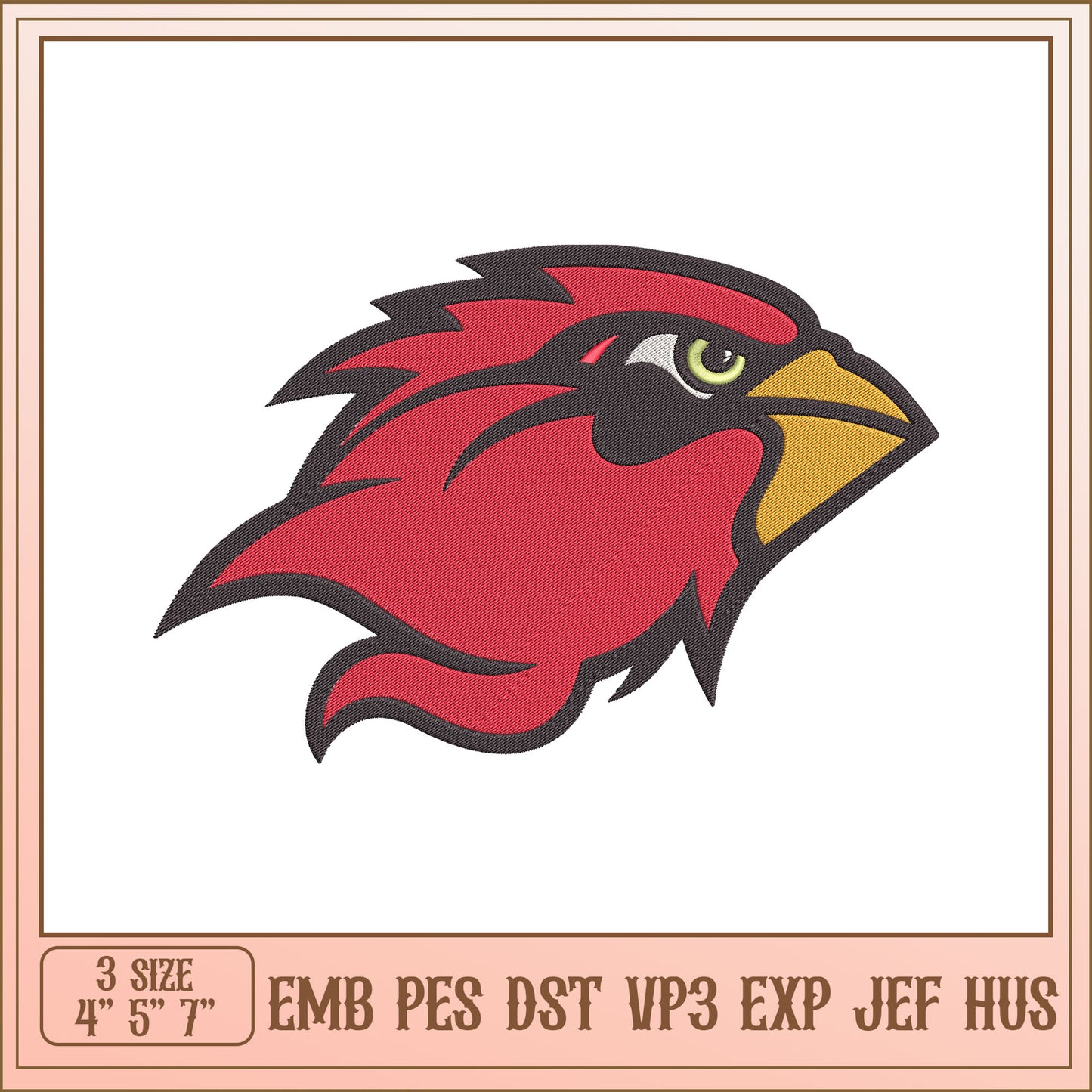 Cardinal Bird Embroidery Design - EMB, PES, DST