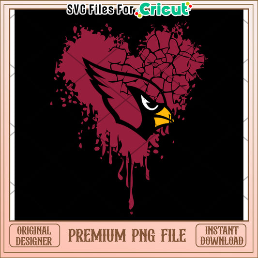 Cardinal Heart Design PNG File for Easy Crafting Projects, Download Now