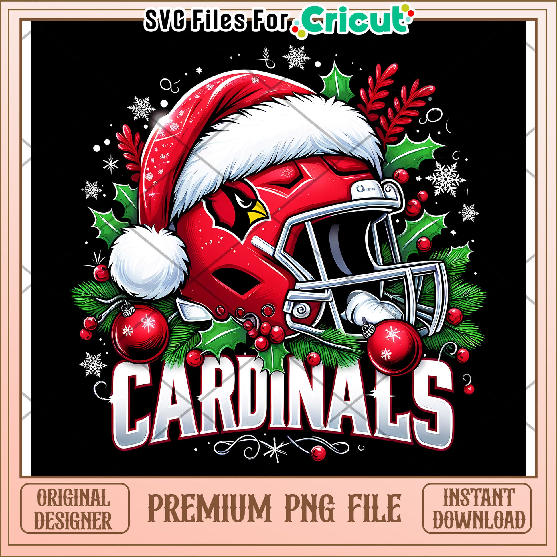 Cardinals Christmas PNG design for Cricut projects, festive holiday art