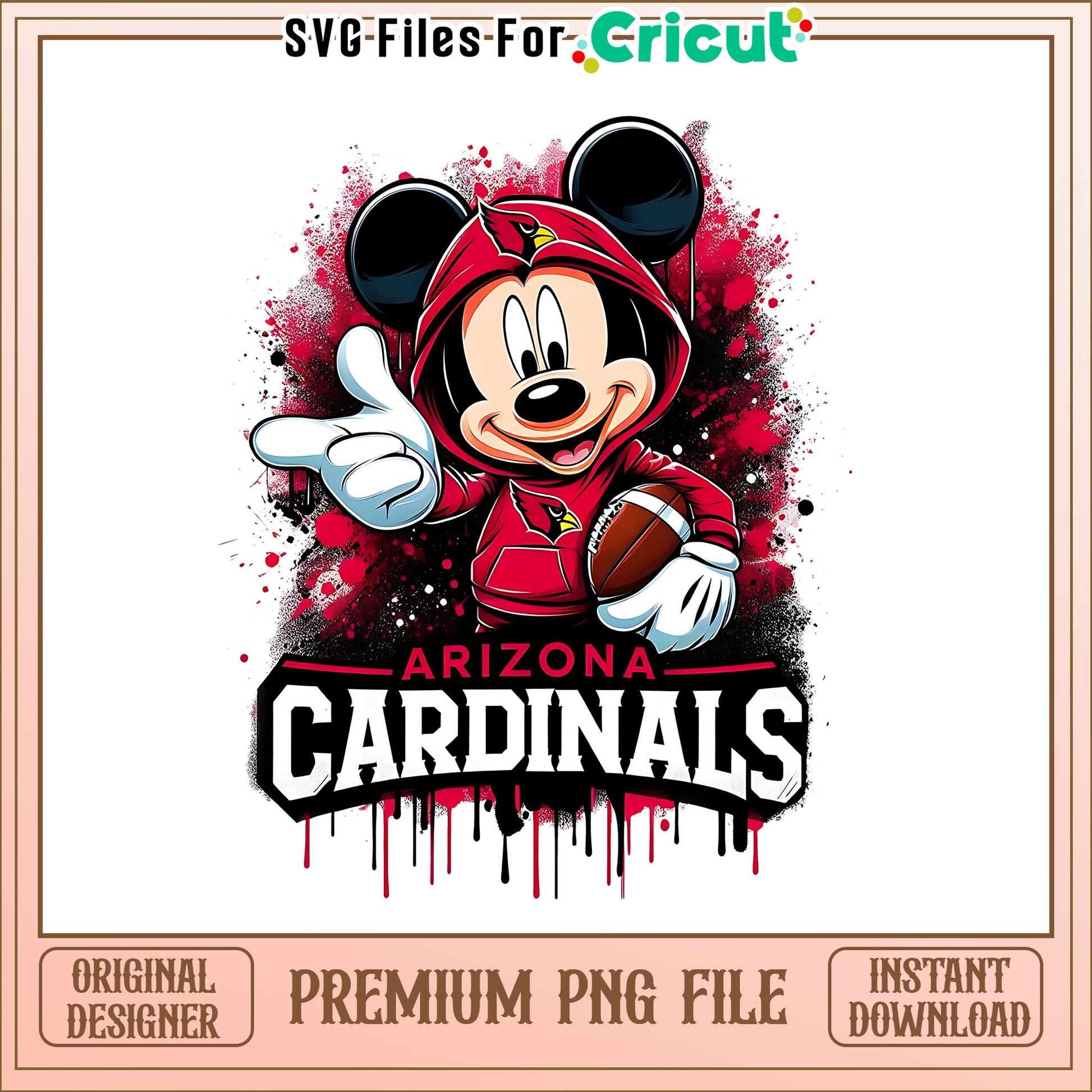 Cardinals Mickey rugby ball png, Arizona Cardinals png, NFL png