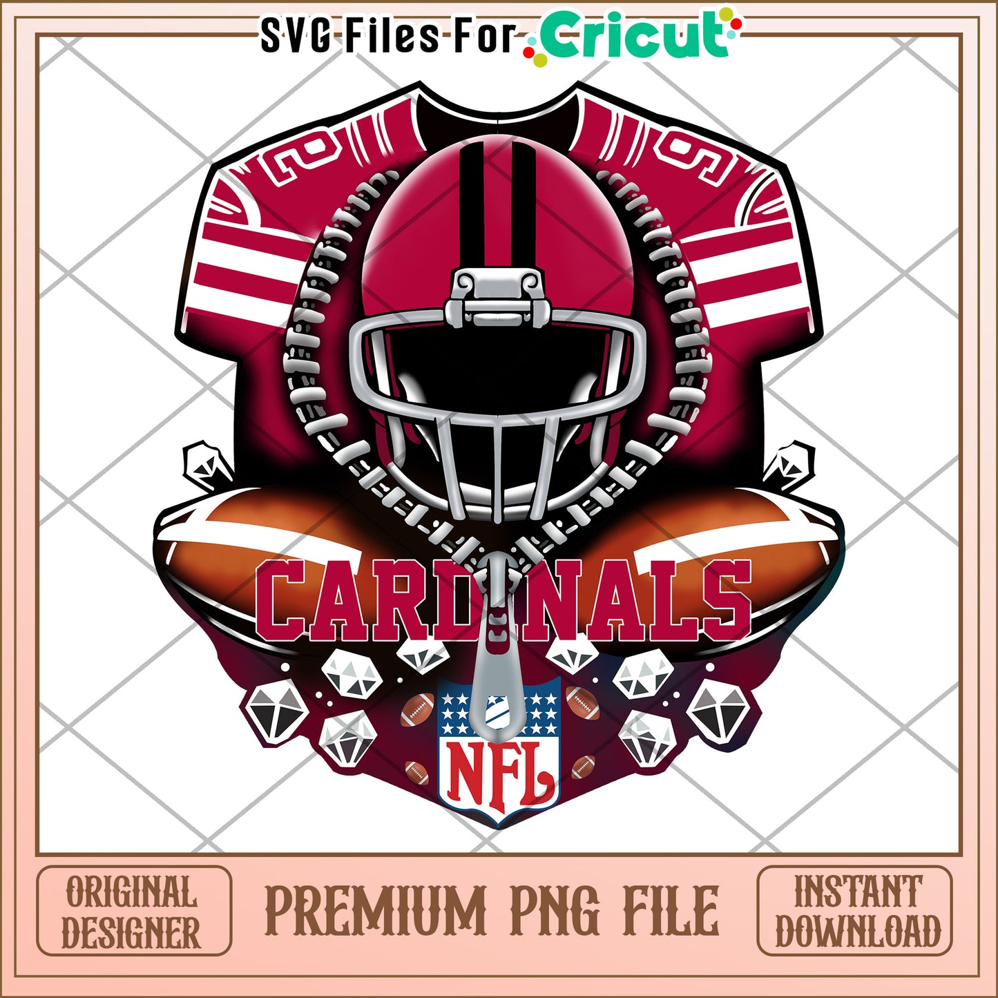 Cardinals NFL Football PNG, perfect for Cricut crafting projects