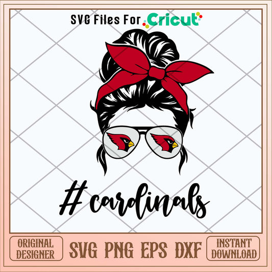 Cardinals Red Solid Bow Messy Bun Svg-Svgfilesforcricut