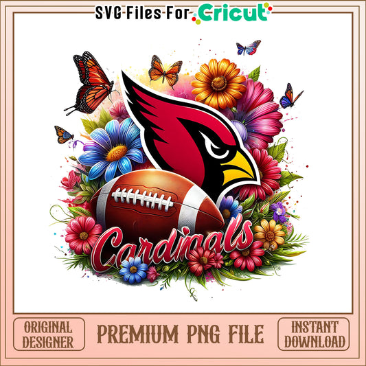 Cardinals logo vintage flower png, Arizona Cardinals png, NFL png