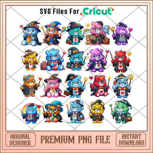 Care Bear Harry Potter PNG bundle, Care Bear chibi movies bundle, Cartoon png