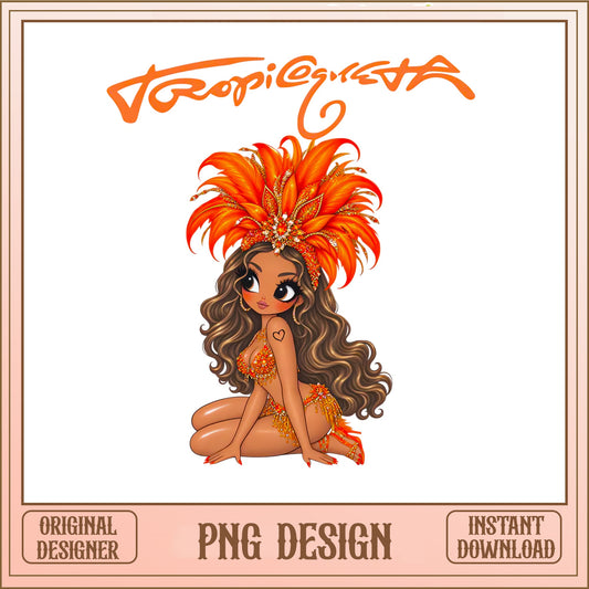 Carnival Girl PNG, Samba Dancer Sublimation, Tropical Girl PNG