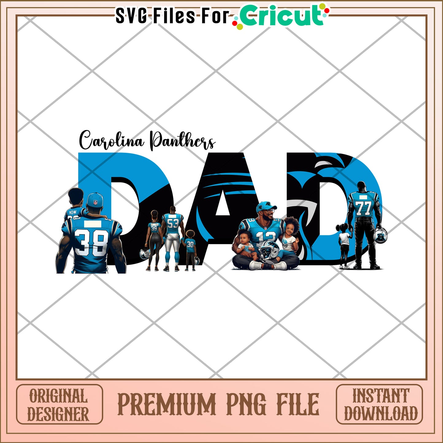 Carolina Panthers Dad Design PNG, Premium Download for Cricut