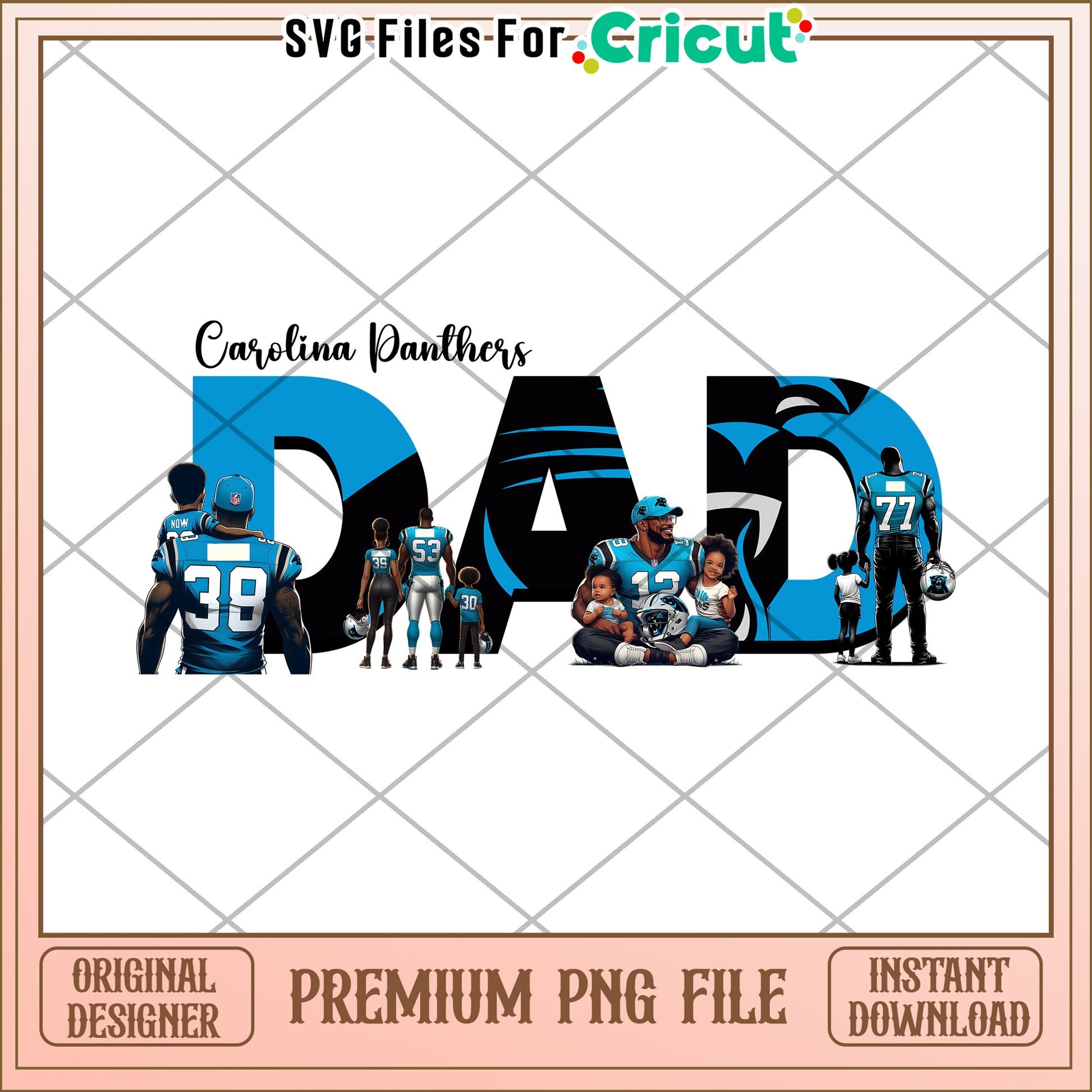 Carolina Panthers Dad Design PNG, Premium Download for Cricut