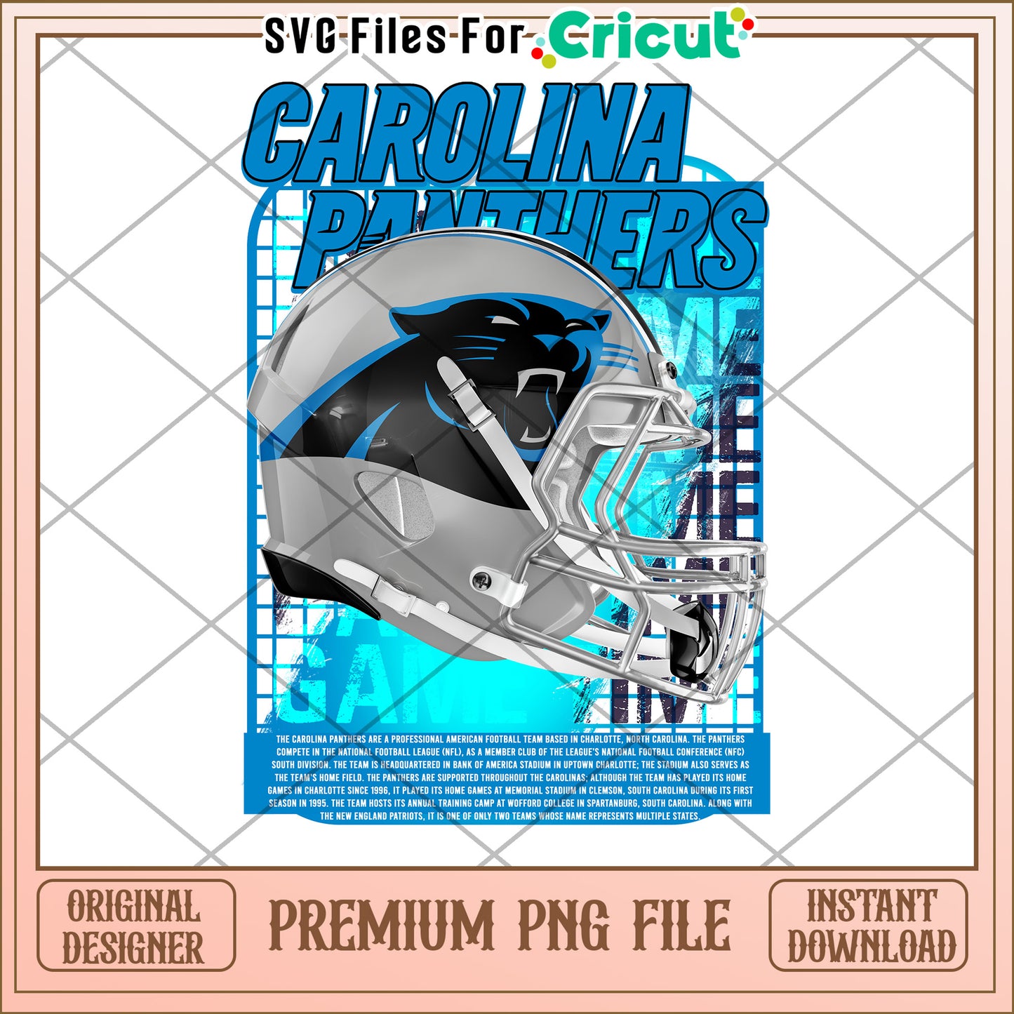 Carolina Panthers Helmet Design, Perfect for Cricut Projects