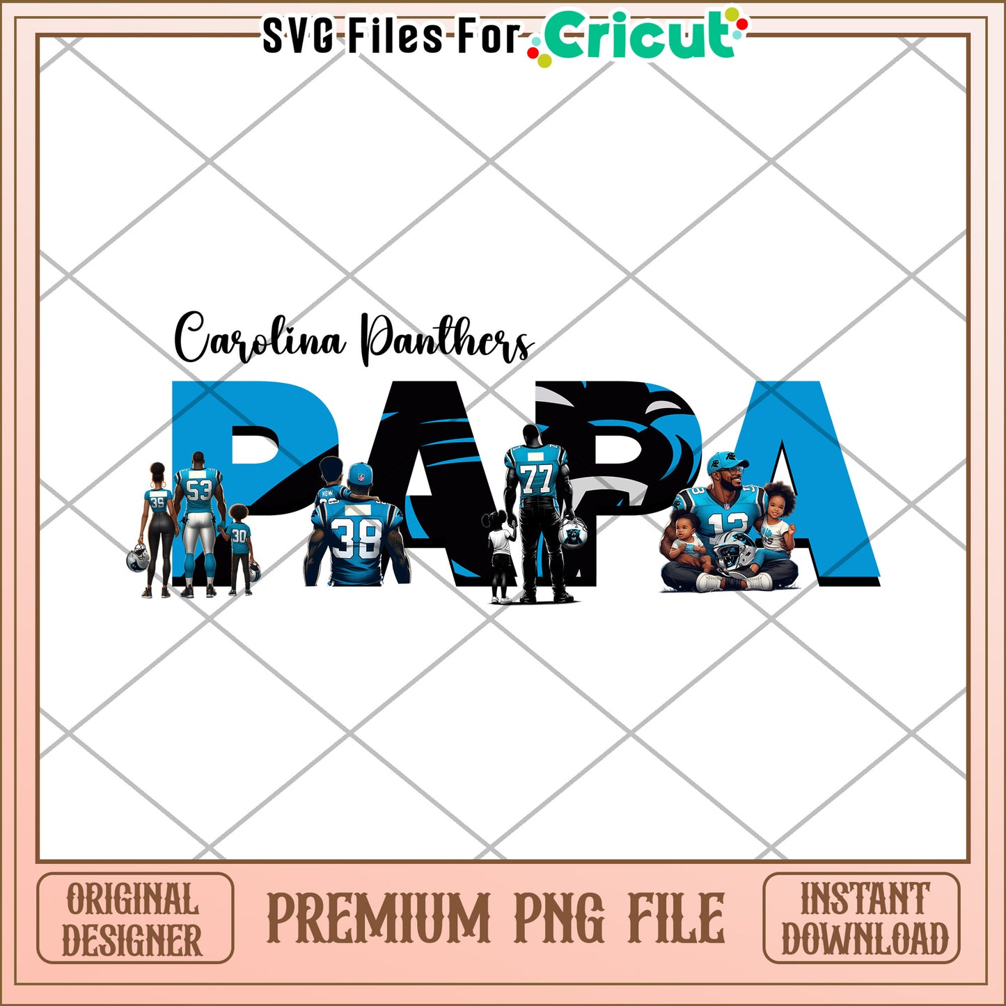 Carolina Panthers Papa PNG Design, perfect for Father's Day gifts