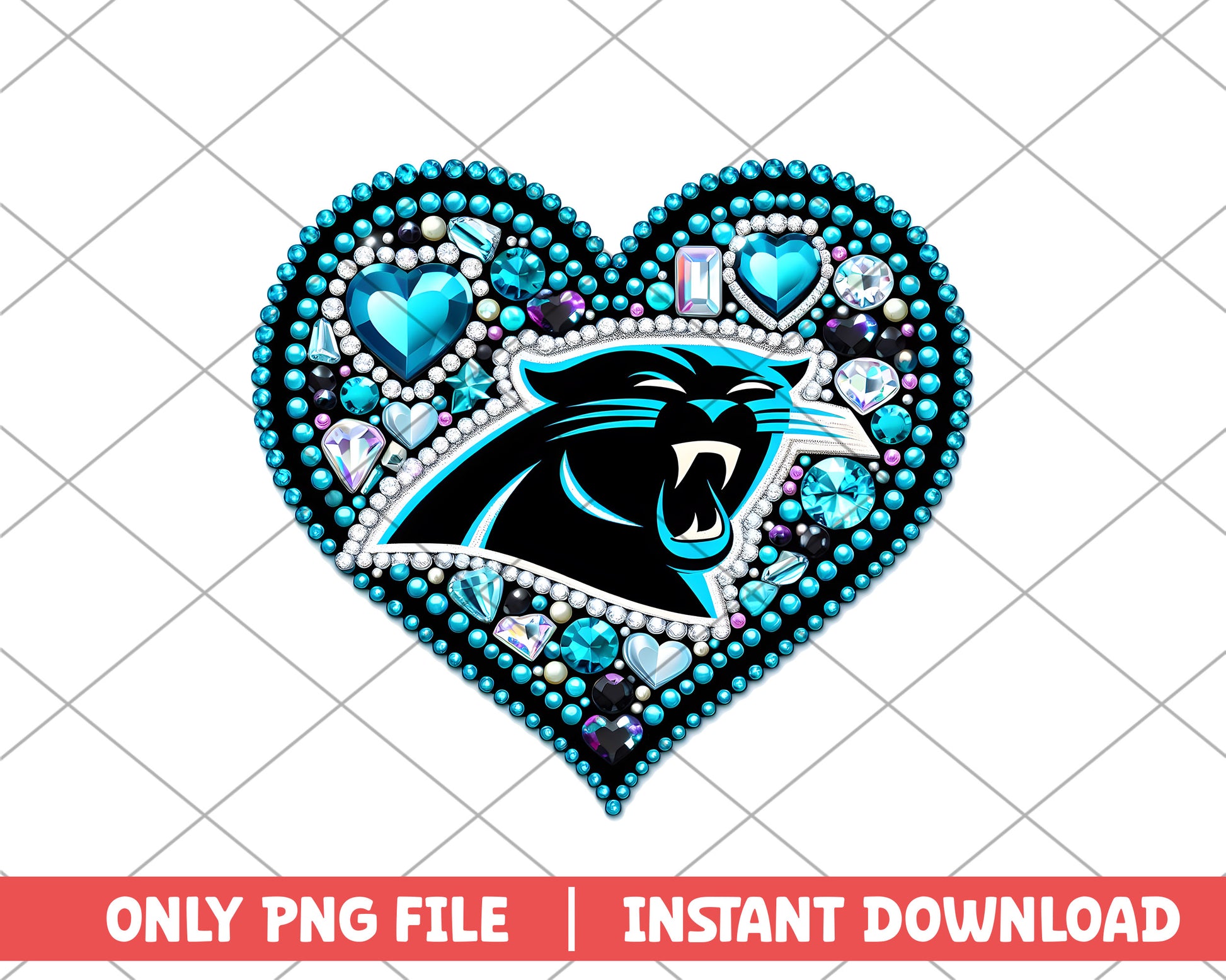 Carolina Panthers in heart png, Carolina Panthers png